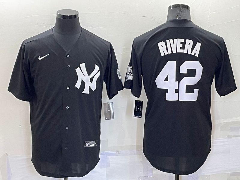 Men New York Yankees 42 Rivera Black Throwback 2022 Nike MLB Jersey
